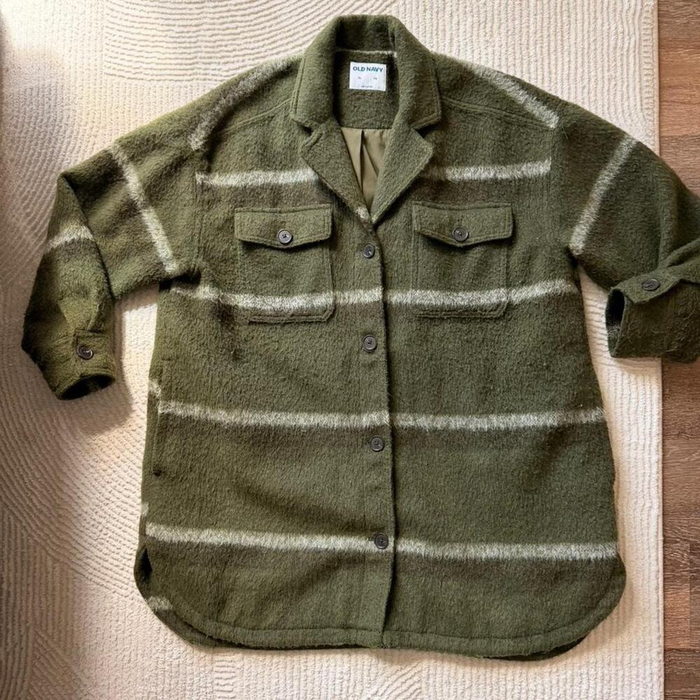 Old navy green striped button jacket